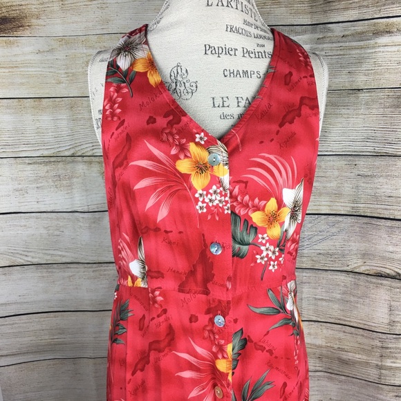 Croft & Barrow Long Red Hawaiian Dress S:16 - Picture 4 of 8